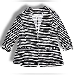 Kim Rogers Women's Black White Striped Blazer Jacket